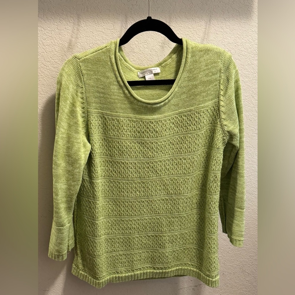 Women cotton sweater, bright green